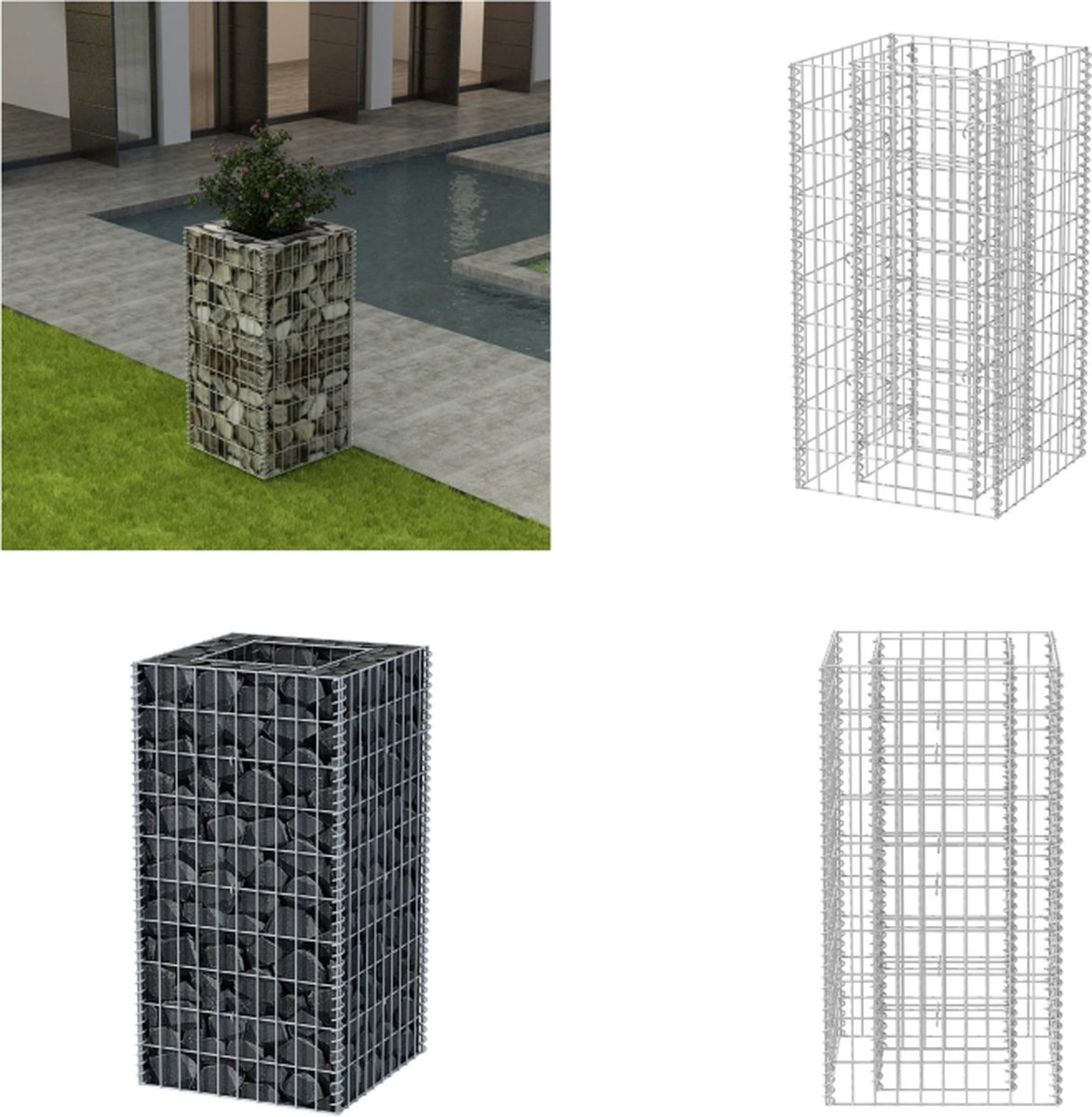 VidaXL Gabion plantenbak verhoogd 50x50x100 cm staal Verhoogde Plantenbak Verhoogde Plantenbakken Gabion Plantenbak Gabion Plantenbakken