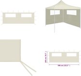 vidaXL Prieelzijwand met ramen 6x2 m crèmekleurig - Zijwand - Zijwanden - Partytent - Partytenten