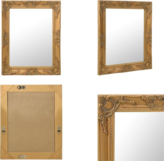 vidaXL Wandspiegel barok stijl 50x60 cm goudkleurig - Wandspiegel - Wandspiegels - Spiegel - Badkamerspiegel