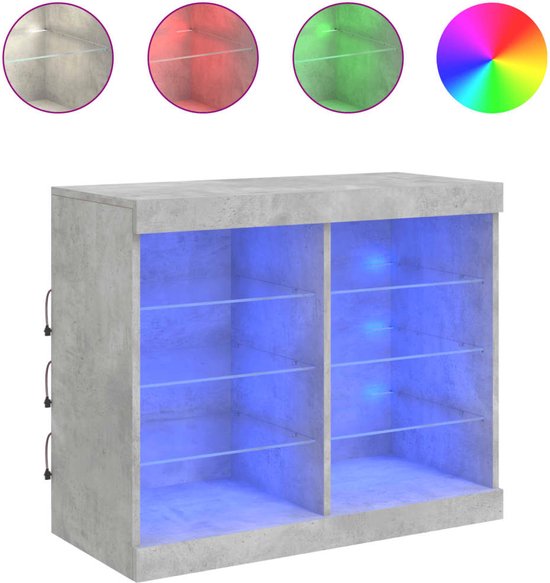 Dressoir met LED-verlichting betongrijs 60,5x37x67 cm