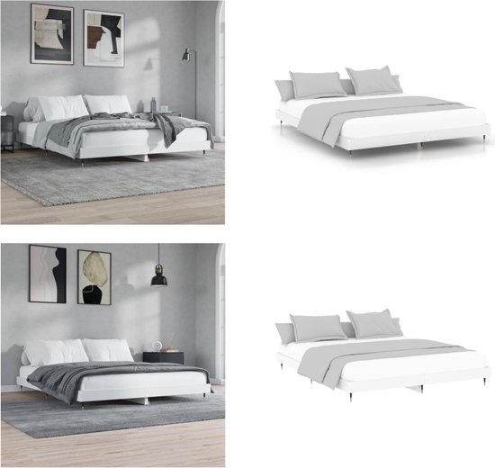 vidaXL Bedframe LED massief hout wit 120x200 cm - Bedframe - Bedframes - Bed - Bed Frame