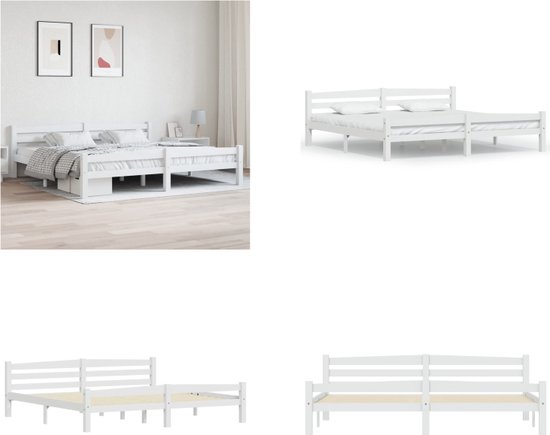 vidaXL Bedframe massief grenenhout wit 200x200 cm - Bedframe - Bedframe - Bed Frame - Bed Frames