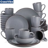 CasaVibe Luxe Serviesset – 32 delig – 8 persoons – Porselein - Bordenset – Dinner platen – Dessertborden - Kommen - Mokken - Set