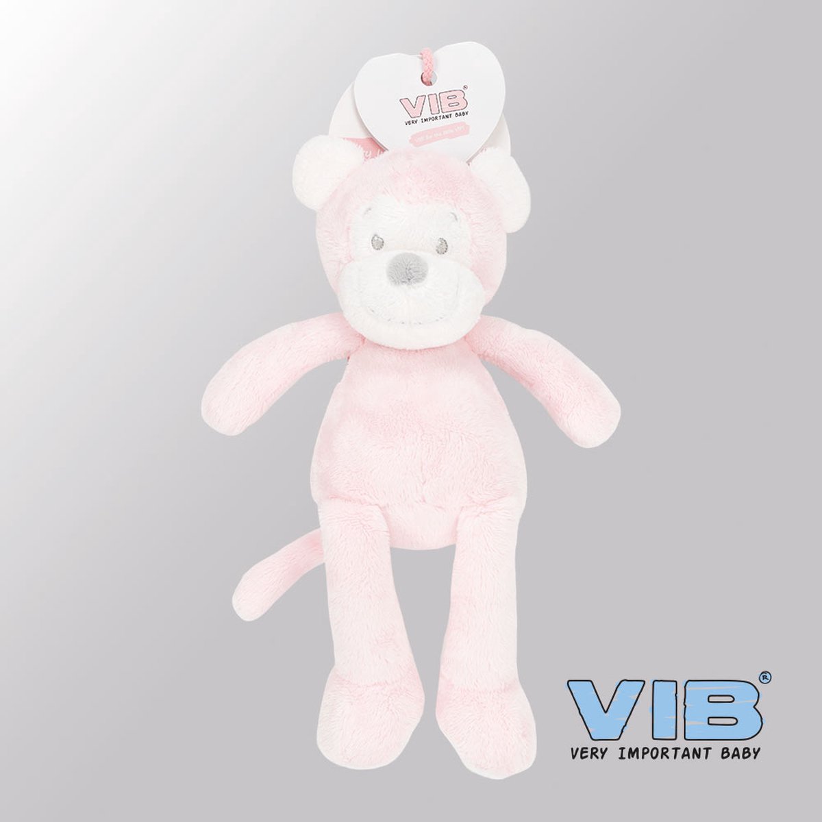 VIB® - Pluche Aap VIB medium 35 cm - Roze - Babykleertjes - Baby cadeau - zwangerschap aankondiging - geboorte cadeau