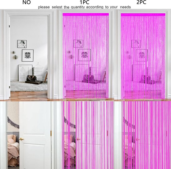 Deurgordijn raamdecoratie ruimteverdeler decoratie enkel gordijn voor ramen 90x200cm roze