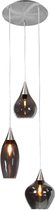 Moderne hanglamp Cambio | 3 lichts | smoke / zwart | glas / metaal | Ø 30 cm | in hoogte verstelbaar tot 190 cm | woonkamer / eetkamer | modern design