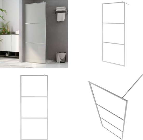 VidaXL Inloopdouchewand transparant 100x195 cm ESG-glas rood