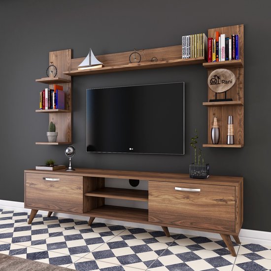 Emob- TV Meubel Wren TV-meubel | 18mm Melamine | Notenhout - 180cm - Bruin