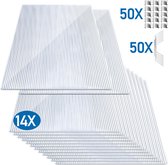 14x Polycarbonaat Platen-4mm dubbelwandig-Transparant-warmtewerend-121x60,5cm-Tuinbouw-Polycarbonaat plaat,DIY,50 x bevestigingsclips voor kassen
