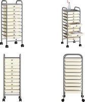 vidaXL Chariot de stockage avec 10 tiroirs Mobile Plastique Blanc - Chariot de stockage - Chariots de stockage - Chariot de stockage - Chariots de stockage