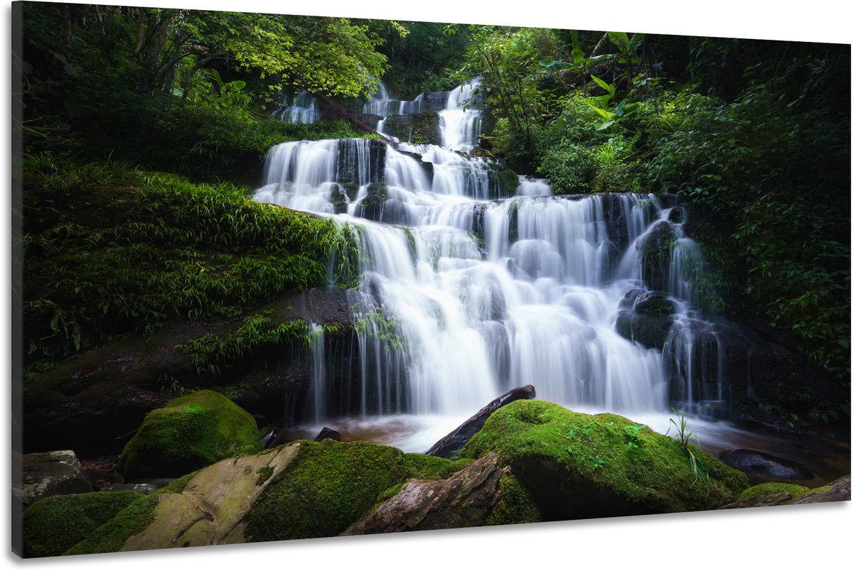 karo-art Schilderij -Spectaculaire Waterval, 100x70cm, premium print, wanddecoratie Multikleur