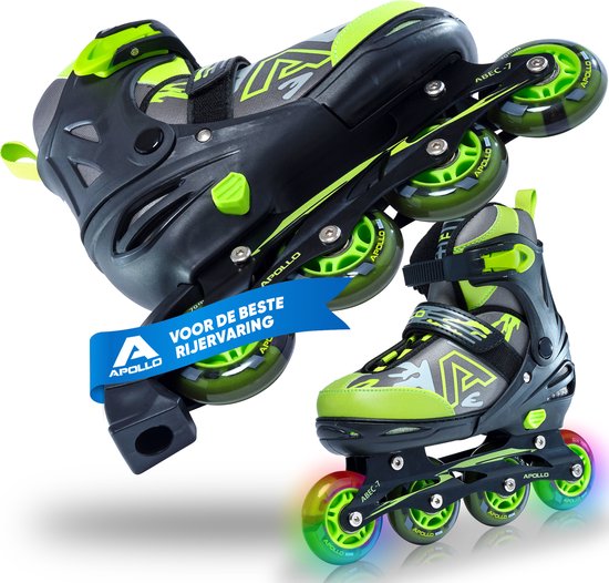 Apollo Champion, in Maat Verstelbare Inline Skates voor Jongens en Meisjes Vanaf Maat 31, Inline Skates Dames en Heren tot Maat 42, Hoge Kwaliteit Rolschaatsen met LED Wielen.