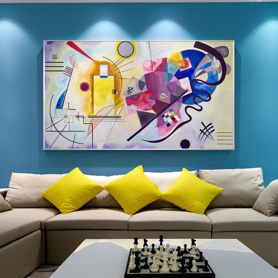Allernieuwste.nl® Canvas Schilderij * Wassily Kandinsky YELLOW RED AND BLUE * - Moderne Kunst aan je Muur - Grote Replica - Kleur - 60 x 80 cm