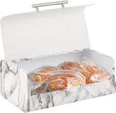 Boîte à pain en métal, boîte à pain élégante de style vintage, boîte de rangement avec couvercle pour pâtisseries et bien plus encore, blanc et gris