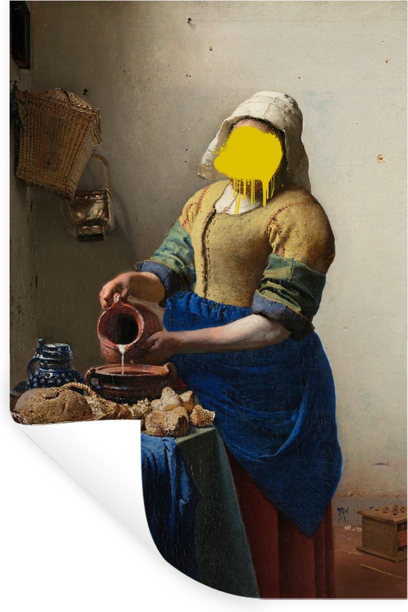 Muurstickers - Sticker Folie - Melkmeisje - Johannes Vermeer - Verf - 60x90 cm - Plakfolie - Muurstickers Kinderkamer - Zelfklevend Behang - Zelfklevend behangpapier - Stickerfolie - StickerSnake