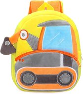 BoefieBoef Graafmachine Peuter/Kleuter Rugtas: Bouw & Werkvoertuigen Design | Avontuurlijke Kinder Rugzak 0-5 Jaar - geel oranje