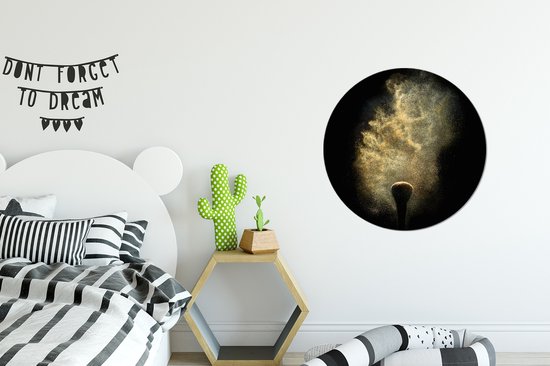 WallCircle - Stickers muraux - Cercle de papier peint - Poudre Goudor sur fond noir - 50x50 cm - Cercle mural - Autocollant - Sticker papier peint rond