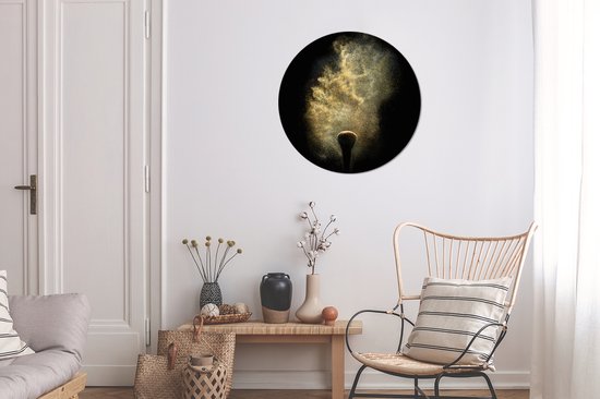 WallCircle - Stickers muraux - Cercle de papier peint - Poudre Goudor sur fond noir - 50x50 cm - Cercle mural - Autocollant - Sticker papier peint rond