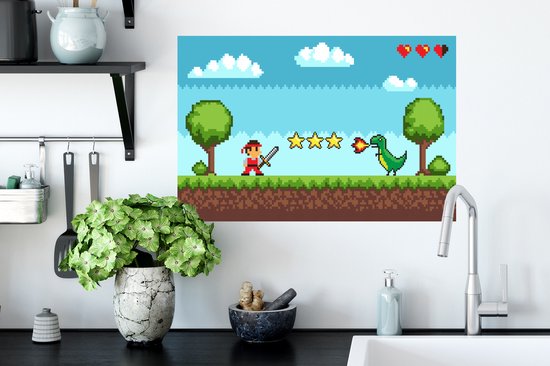 Stickers muraux - Gaming - Arcade - Rétro - 60x40 cm - Film Adhésif