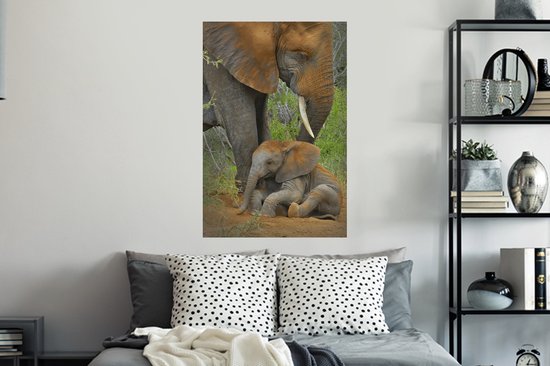 Muurstickers - Sticker Folie - Olifant - Dieren - Zand - Natuur - 60x90 cm - Plakfolie - Muurstickers Kinderkamer - Zelfklevend Behang - Zelfklevend behangpapier - Stickerfolie