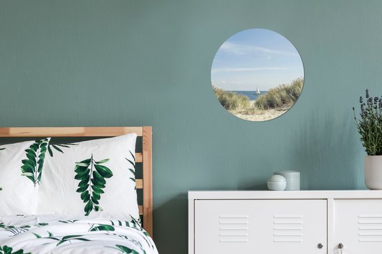 Dunes avec la mer du Nord en arrière-plan Cercle mural aluminium ⌀ 30 cm / Mer et plage - impression photo sur cercle mural / cercle vivant / cercle de jardin (décoration murale)