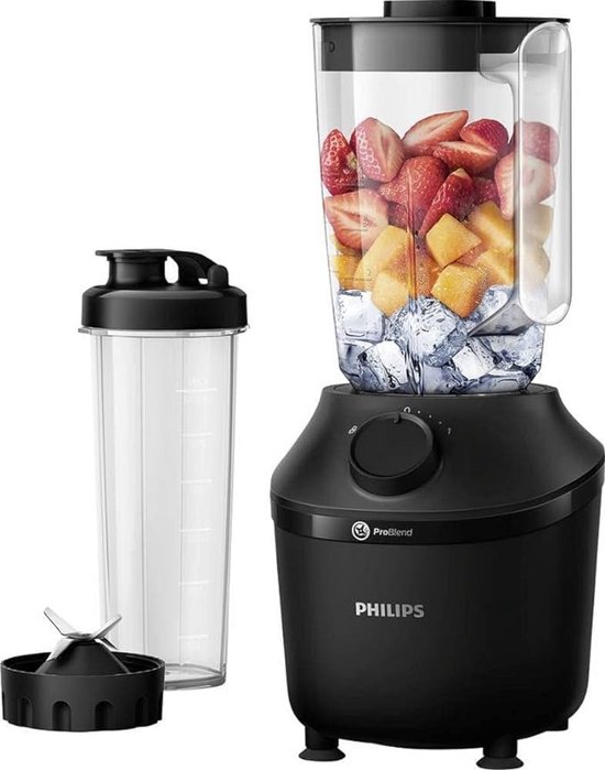 Blender, Smoothiemaker, 700 W Blender, Blender, Smoothiemaker, Combo, 1,5 L, Glazen Container Met 570 Ml Reisbeker, 2 Snelheden En Pulsfunctie Voor Smoothies Shakes Bevroren Dranken En Sauzen