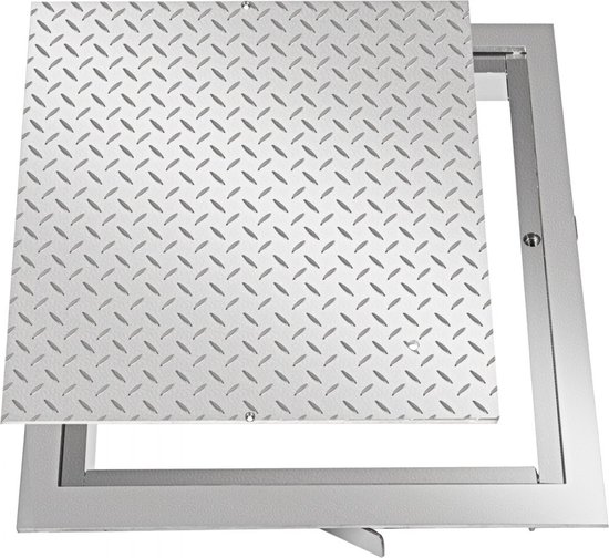 Foto: Verzonken putdeksel toegangsluik antislip framemaat 67 x 67 cm zilver