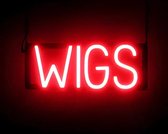 WIGS - Lichtreclame Neon LED bord verlicht | SpellBrite | 42 x 16 cm | 6 Dimstanden - 8 Lichtanimaties | Reclamebord neon verlichting