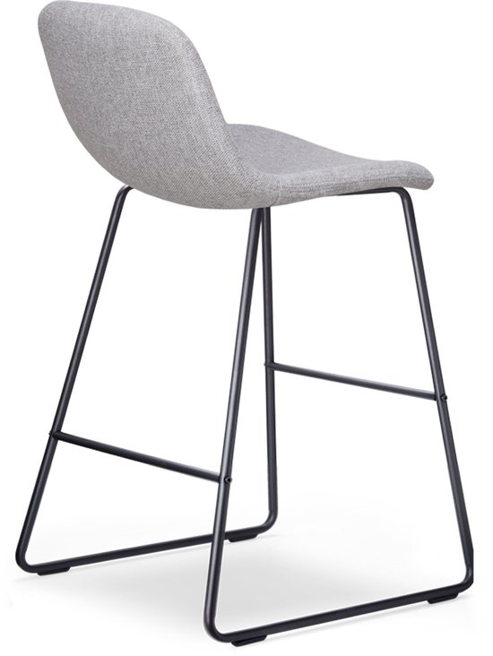 Nolon Nino-Mats Tabourets de bar Set de 2 Gris Clair - Piètement Zwart - Hauteur d'assise 65 cm - Tissu - Pour îlot de Cuisine