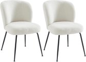 Set van 2 stoelen in ribfluweel en metaal - Wit - POLPONA van Pascal MORABITO L 52 cm x H 79 cm x D 67.5 cm