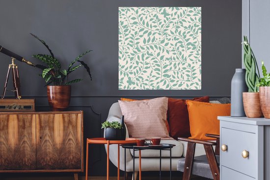 Stickers muraux - Feuilles - Vintage - Motifs - 80x80 cm - Film adhésif