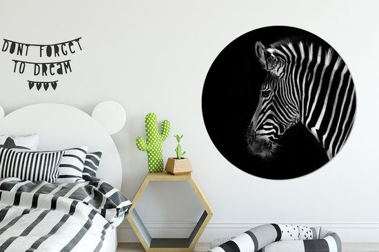 Wall Circle - Wall Circle - Zebra - Animaux sauvages - Zwart - Aluminium - ⌀ 120 cm - Intérieur et Extérieur XXL