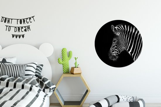 Cercle mural - Cercle mural - Zebra - Animaux sauvages - Zwart - Aluminium - ⌀ 60 cm - Intérieur et extérieur