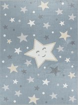 Tapis SURYA - Chambre Enfant Lavable en Machine, Tapis Enfant, Tapis de Jeu - Etoiles SUPERMAMA - Blauw/Beige - 120x170cm