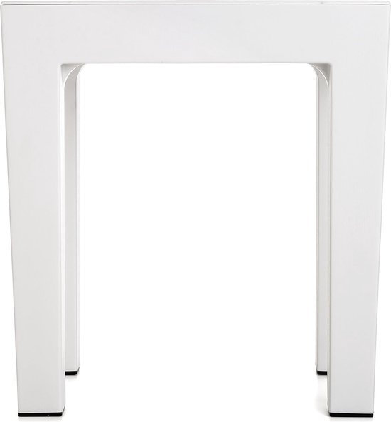 tabouret banc Lombok, polypropylène, sans BPA, effet bois, protection anti- UVA, maximum 130 kg, convient pour l'intérieur et l'extérieur, 38 x 29 x 41 cm, blanc