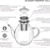 Glazen theepot 34oz (1000ml) met verwijderbare roestvrijstalen thee-ei - inclusief 2 bloeiende theesoorten - cadeauset - theeketel en theemaker