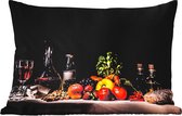Buitenkussens - Tuin - Stilleven - Eten - Drinken - Fruit - Zwart - 50x30 cm