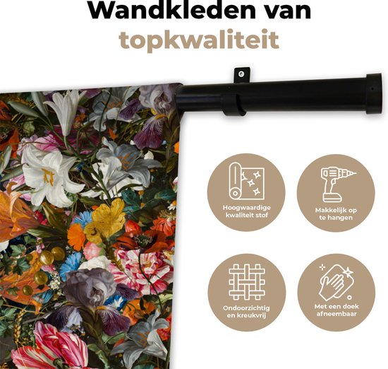 Tapisserie - Tapisserie - Fleurs - Papillon - Design - Art - Abstrait - Peinture - Maîtres anciens - 150x150 cm - Tapisserie