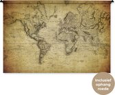 Wandkleed Eigen Wereldkaarten - Historische wereldkaart vintage oud Wandkleed katoen 180x120 cm - Wandtapijt met foto