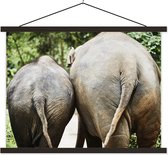 Posterhanger incl. Poster 120x90 cm - Schoolplaat - Olifant - Dieren - Grijs - Natuur - Textielposter - Zwarte latten