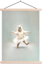 Schoolplaat - IJsbeer - Rok - Dieren - Wit - Portret - Muurdoek - 120x160 cm - Textielposter - Wanddecoratie