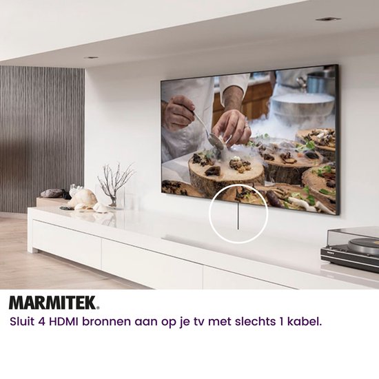 Marmitek Connect 620 UHD 2.0 HDMI Switch / HDMI schakelaar - 4K 60Hz - 4 in 1 uit
