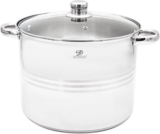 Meyerhoff Marmite à soupe XL en acier inoxydable 15 litres – Groot taille – Poêle à induction 30 x 23 cm