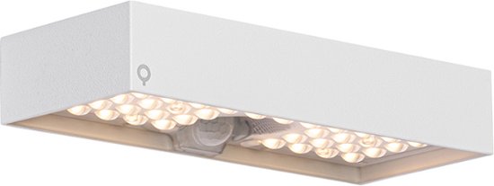 QAZQA kayo - Moderne Dimbare LED Solar wandlamp met Bewegingsmelder | Bewegingssensor | sensor met Dimmer met Solar | Zonne energie voor buiten - 1 lichts - L 23 cm - Wit - Buitenverlichting