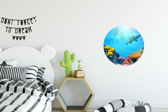 WallCircle - Stickers muraux - Cercle de papier peint - Mer - Pêche - Couleurs - ⌀ 30 cm - Cercle mural - Autocollant - Sticker papier peint rond