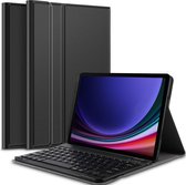 Hoes met toetsenbord geschikt voor Samsung Galaxy Tab S9 Plus / S9 FE Plus - Keyboard Book Case Cover Hoesje Zwart