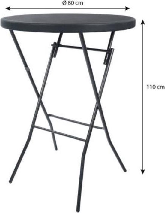 2x Statafel + Zwarte Statafelrok x 2 – 80 cm Dia x 110 cm hoog – Cocktailtafel – Hoge staan tafel – Breed Blad – Inclusief Zwarte Statafelhoes – Staantafelrok Stretch Rok – Horeca Statafel Zwart met Staantafelhoes Zwart