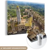 MuchoWow® Peinture sur Verre - San Gimignano d'en haut près de la Toscane en Italie - 150x100 cm - Peintures sur Verre Acrylique - Photo sur Glas
