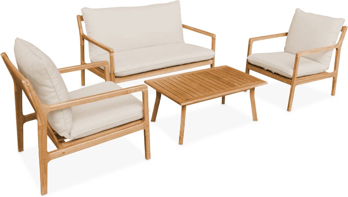 Moderne grijze 4-zits tuinset met tafel en stoelen van Sweeek.