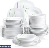 CasaVibe Luxe Serviesset – 48 delig – 12 persoons – Porselein - Bordenset – Dinner platen – Dessertborden - Kommen - Mokken - Set